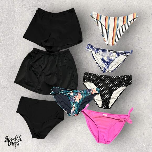 Womens Swimwear 8 Pack Bikini Bottoms and Shorts Bundle Large Multicolor Set - Picture 3 of 4